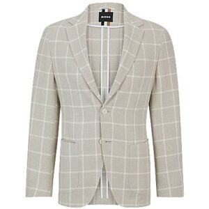 Boss Regular-fit jacket in a checked cotton blend