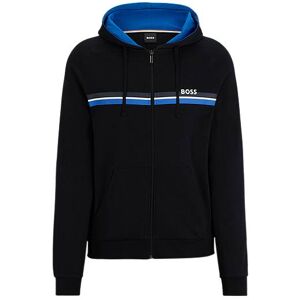 Boss Cotton-terry zip-up hoodie with stripes and logo