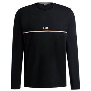 Boss Long-sleeved pyjama T-shirt with signature stripe and logo