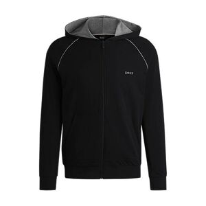 Boss Stretch-cotton zip-up hoodie with logo detail