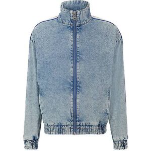 HUGO Zip-up jacket in light-blue washed denim