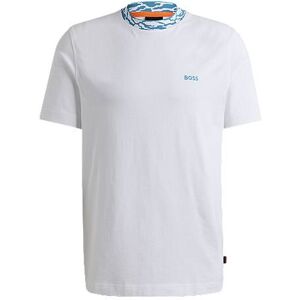 Boss Cotton-jersey regular-fit T-shirt with patterned collar