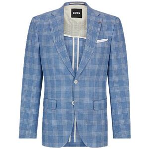 Boss Slim-fit jacket in checked cloth with partial lining