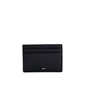 Boss Faux-leather card holder with signature stripe
