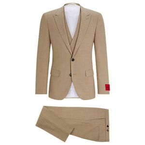 HUGO Three-piece slim-fit suit in patterned stretch cloth