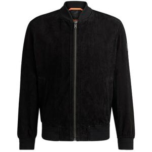 Boss Suede bomber jacket with ribbed trims