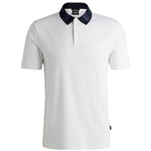 Boss Mercerised-cotton slim-fit polo shirt with collar stripes