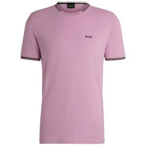 Boss Stretch-cotton T-shirt with stripes and logo