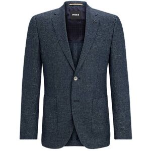 Boss Regular-fit jacket in micro-patterned wool and linen