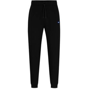 HUGO Cotton-terry tracksuit bottoms with blue logo patch