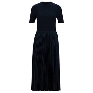 Boss Short-sleeved dress with knitted top and plissé skirt