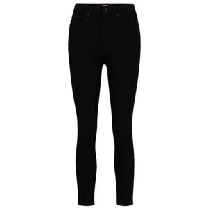 Boss High-waisted cropped jeans in black power-stretch denim