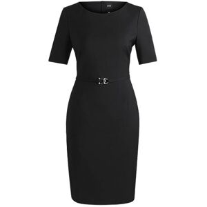 Boss Virgin-wool slim-fit dress with belt detail