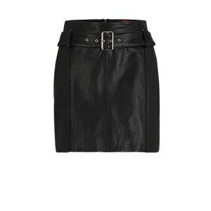 HUGO Leather mini skirt with buckled belt