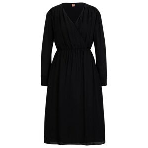 Boss Regular-fit dress with wrap front and button cuffs