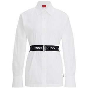 HUGO Regular-fit blouse with branded elastic belt