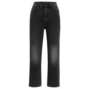 HUGO Modern-fit wide-leg jeans in black denim