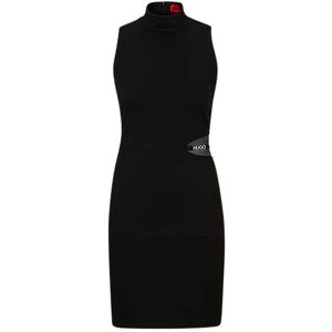 HUGO Mock-neck sleeveless dress with mesh and logo