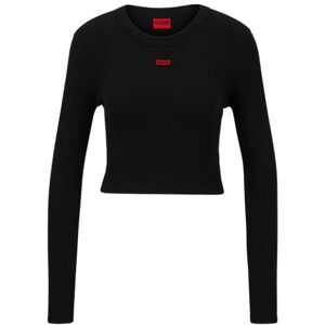 HUGO Long-sleeved cropped slim-fit T-shirt with logo label