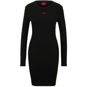 HUGO Stretch-cotton dress with red logo label