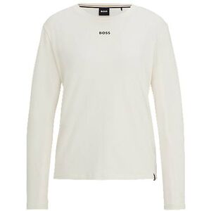 Boss Stretch-cotton long-sleeved pyjama top with printed logo