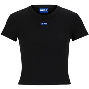 HUGO Stretch-cotton slim-fit T-shirt with blue logo label