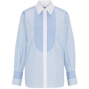 Boss Pure-cotton blouse with mixed vertical stripes