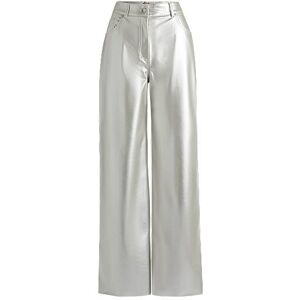 HUGO Relaxed-fit trousers in metallic faux leather