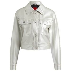 HUGO Relaxed-fit jacket in metallic faux leather