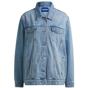 HUGO Boxy-fit jacket in blue rigid stonewashed denim