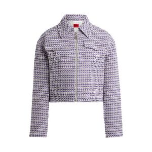 HUGO Relaxed-fit cropped jacket in a bouclé cotton blend