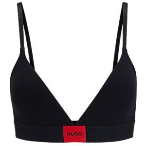 HUGO Stretch-cotton triangle bra with red logo label