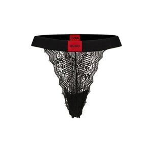 HUGO Thong in geometric lace with red logo label