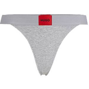 HUGO Stretch-cotton thong briefs with logo waistband