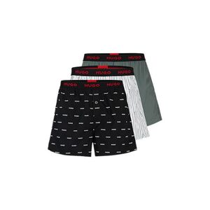 HUGO Three-pack of cotton boxer shorts with logo waistbands