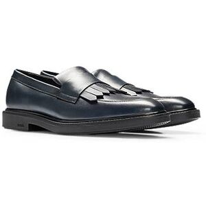 Boss Apron-toe loafers in leather with fringe trim