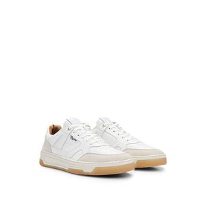 Boss Leather and suede trainers with signature stripe and logo