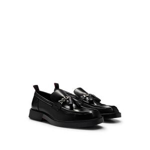 HUGO Leather slip-on moccasins with tassel and chain