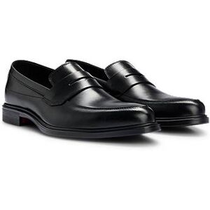 HUGO Leather loafers with penny trim and rubber sole