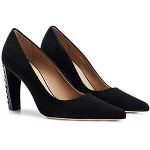 Boss Suede pumps with monogram-structured heel