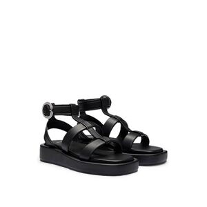 Boss Platform leather sandals with branded buckle closure