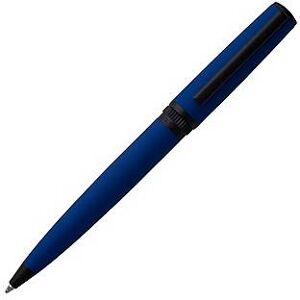 Boss Ballpoint pen with blue rubberised finish and logo ring