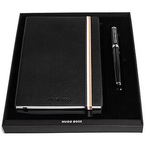 Boss Black A5 notebook and brass fountain pen set