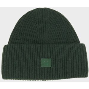 Acne Studios Ribbed Knit Beanie Hat Bottle Green ONESIZE