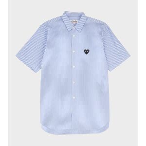 Comme des Garcons PLAY M Black Heart Striped S/S Shirt Blue/White L
