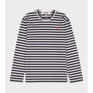 Comme des Garcons PLAY M Small Heart Striped LS T-shirt Navy L