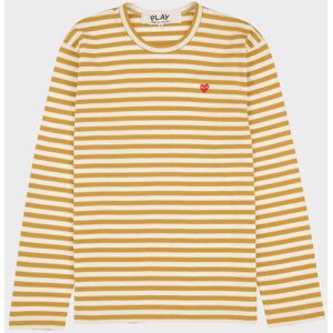 Comme des Garcons PLAY M Small Heart Striped LS T-shirt Yellow M