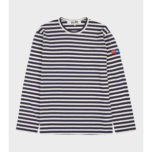 Comme des Garcons PLAY M Pixel Heart Striped LS T-shirt Navy/White L