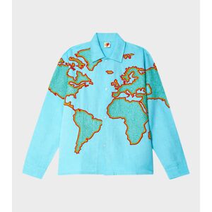 Sky High Farm World Map Embroidered Shirt Blue L