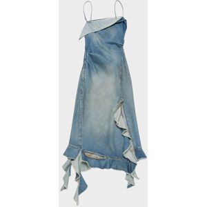 Acne Studios Ruffle Strap Denim Dress Mid Blue 38